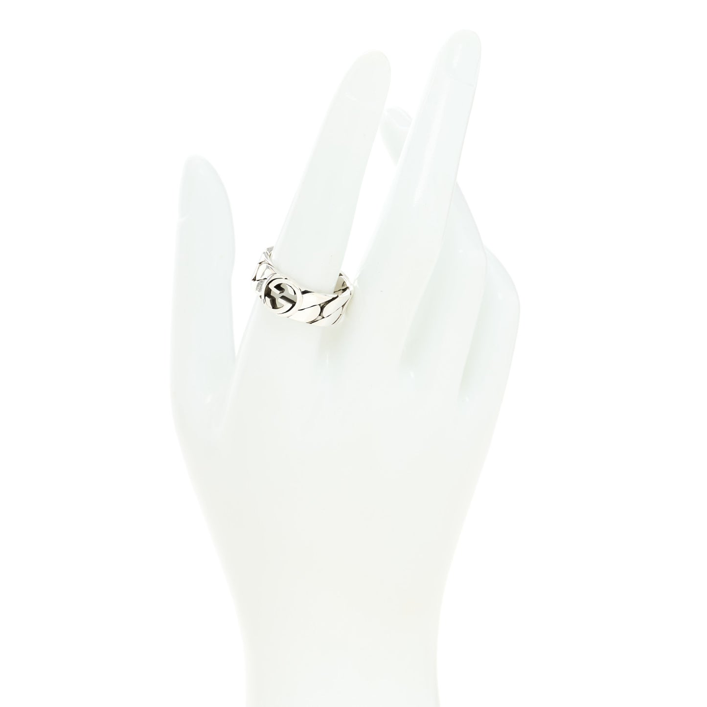 Sterling Silver Interlocking G Chainlink Wide Band Ring 59 8.75