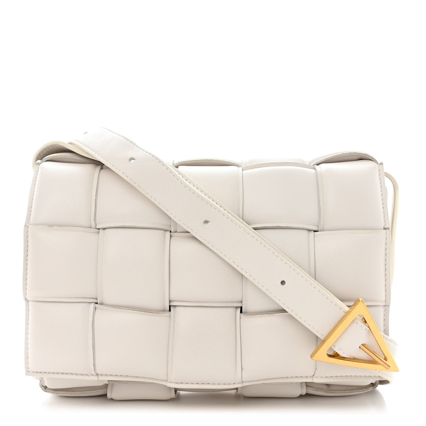 Nappa Maxi Intreccio Padded Cassette Crossbody Bag Chalk