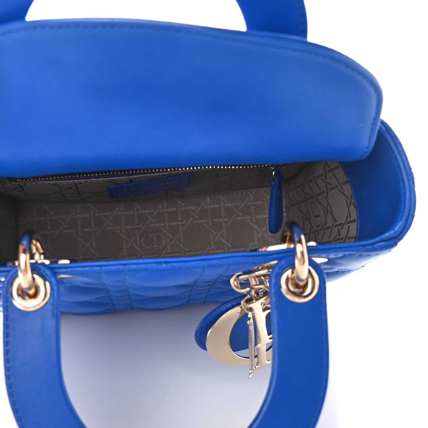 Christian Dior Lambskin Cannage Small Lucky Badges My Lady Dior Blue 5 of 10