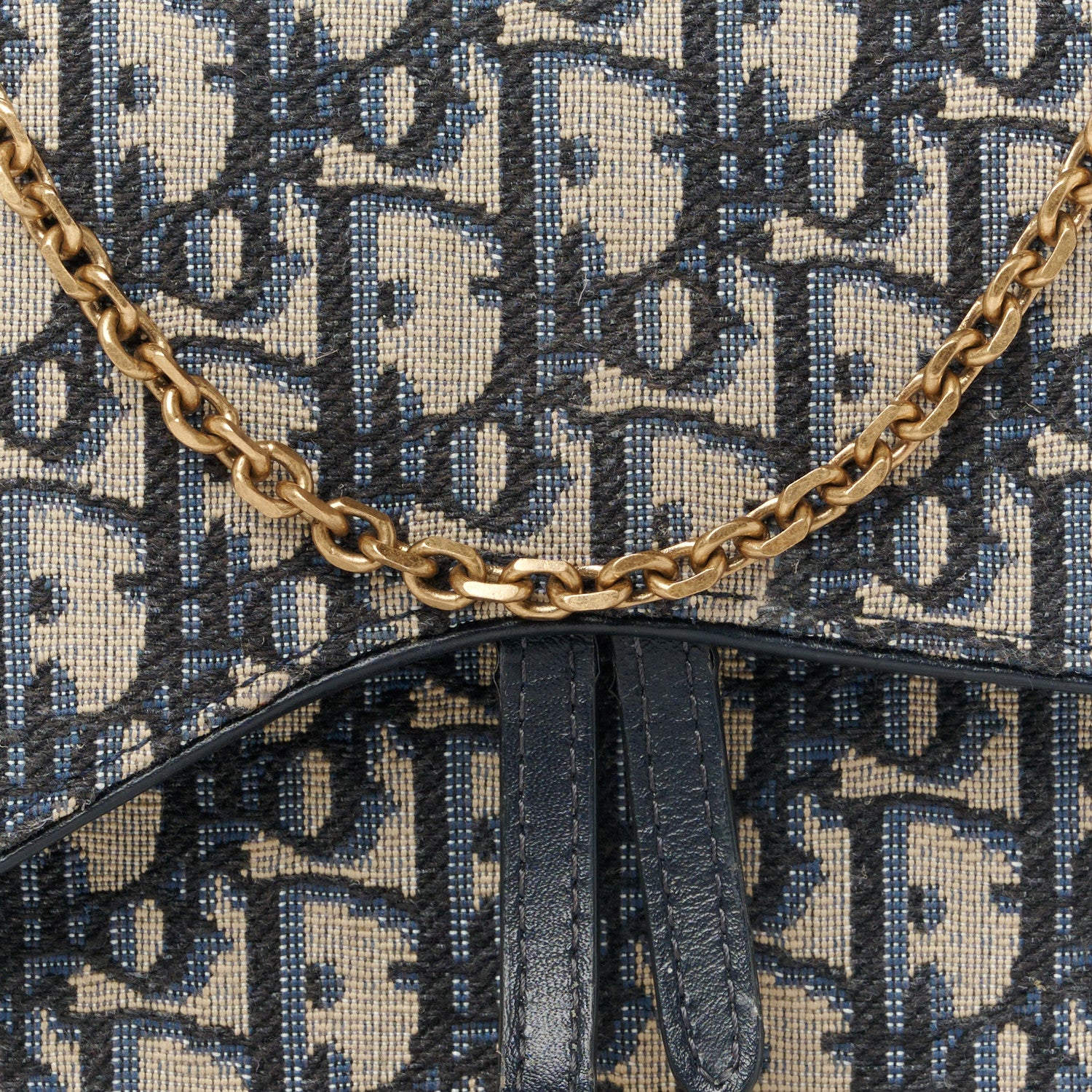 Christian Dior Oblique Saddle Chain Pouch Blue 7 of 9