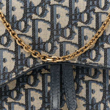 Christian Dior Oblique Saddle Chain Pouch Blue 7 of 9