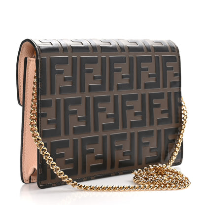 Fendi Vitello Cruise F is Fendi FF 1974 Embossed Medium Envelope Wallet On Chain Maya Black Light Rose 3 of 10