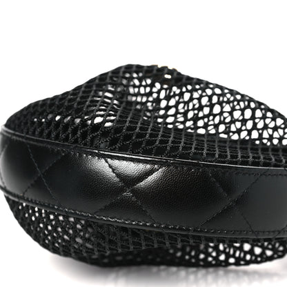 Chanel Mesh Shiny Lambskin Pouch Hobo Black 10 of 10