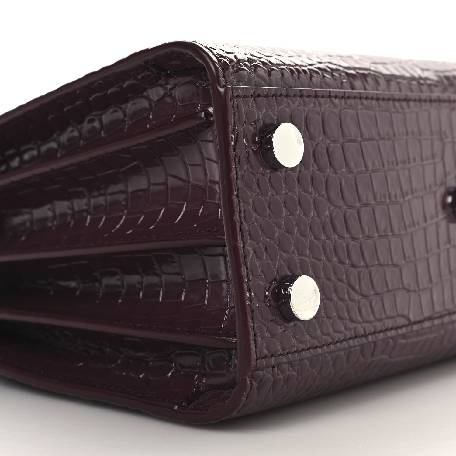 Saint Laurent Calfskin Crocodile Embossed Nano Sac De Jour Bordeaux 9 of 10