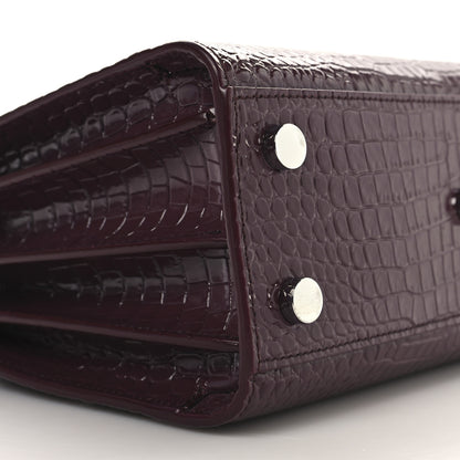 Saint Laurent Calfskin Crocodile Embossed Nano Sac De Jour Bordeaux 9 of 10