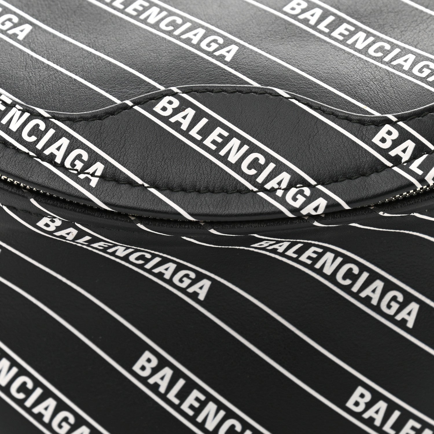 Balenciaga Calfskin Diagonal Allover Logo Print XXS Souvenir Belt Bag Black White 9 of 11