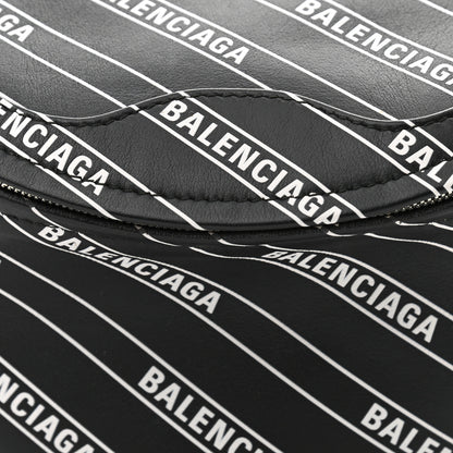Balenciaga Calfskin Diagonal Allover Logo Print XXS Souvenir Belt Bag Black White 9 of 11