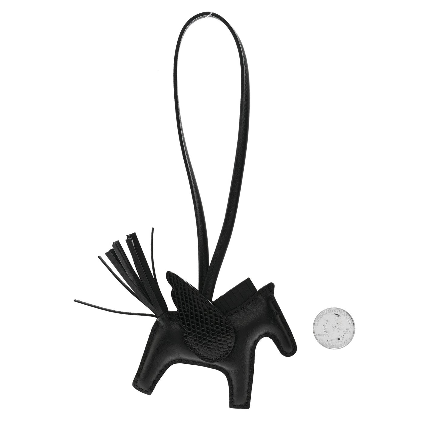 Milo Lambskin Lizard Touch Grigri Rodeo Pegase Horse Bag Charm PM So Black