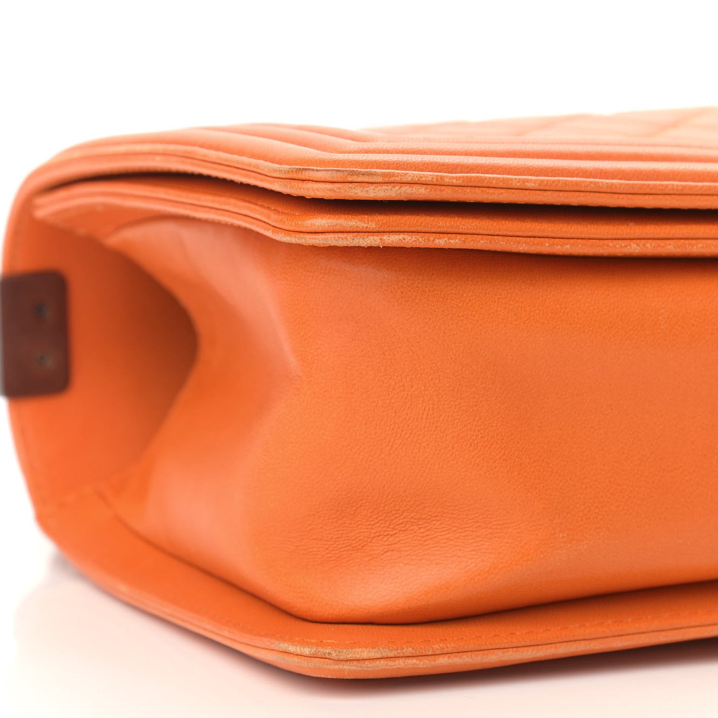 Lambskin Quilted Medium Boy Flap Orange