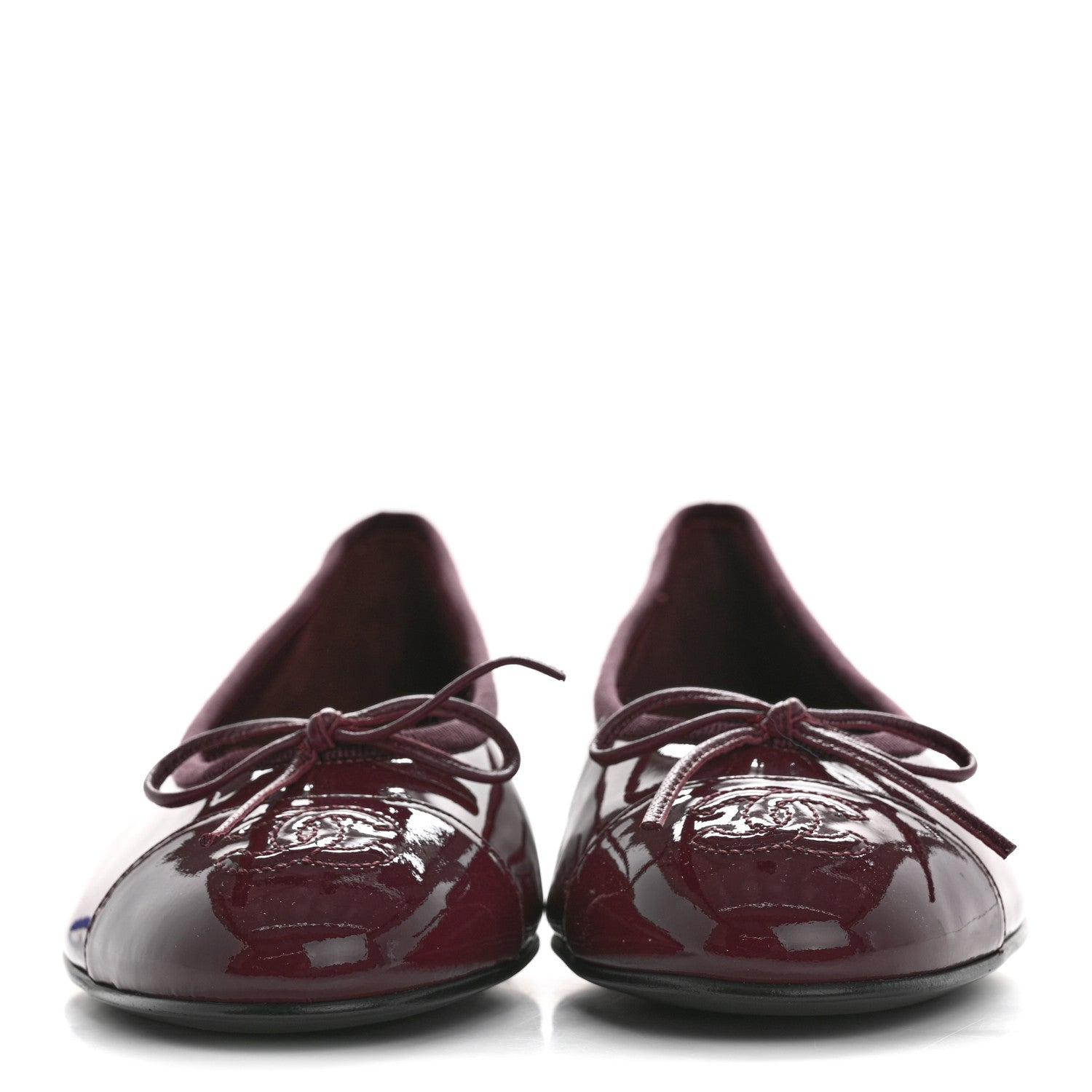 Chanel Patent Cap Toe Ballerina Flats 38 Prune 2 of 10