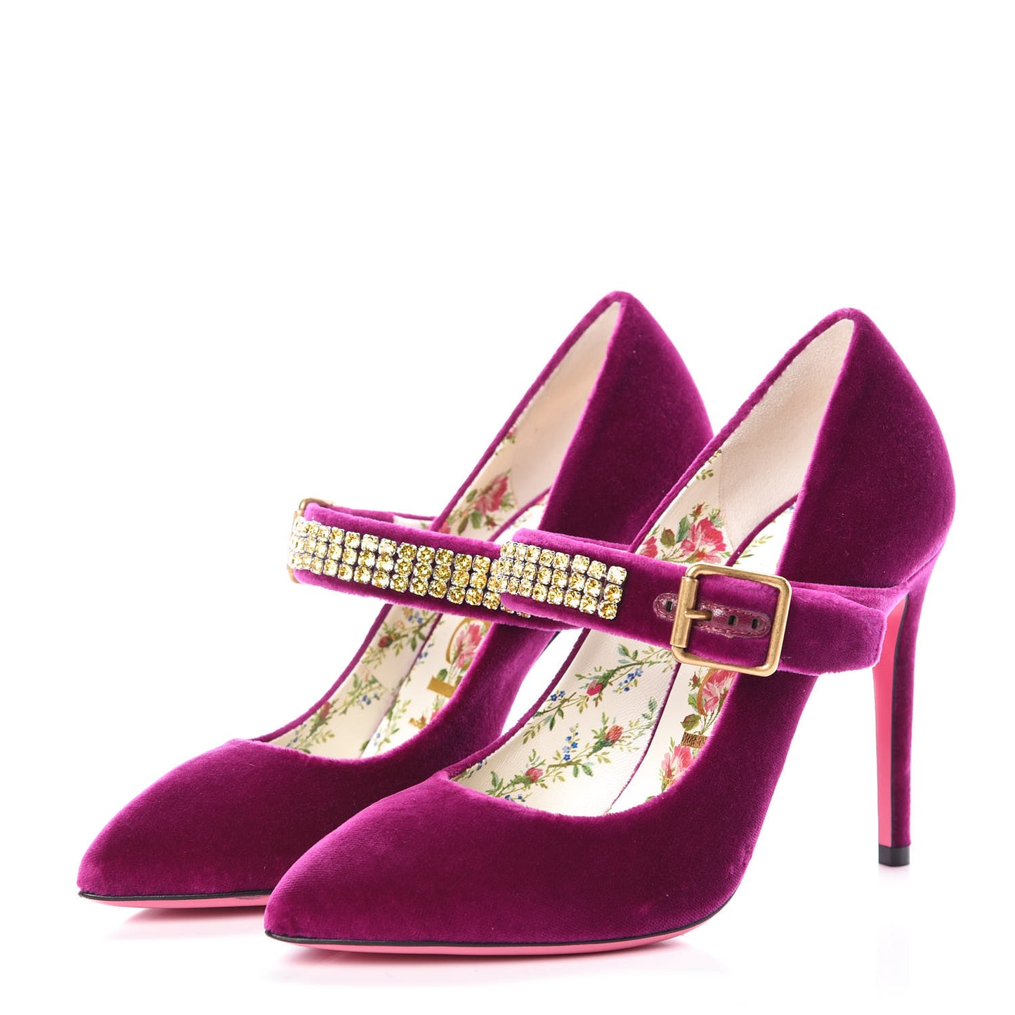 Velvet Crystal Embellished Sylvie High Heel Pumps 37 Fucsia Violet Cyclamen