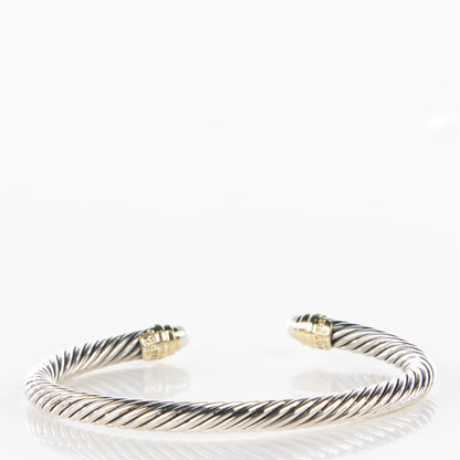 David Yurman Sterling Silver 14K Yellow Gold Pearl 5mm Cable Classics Bracelet 3 of 5