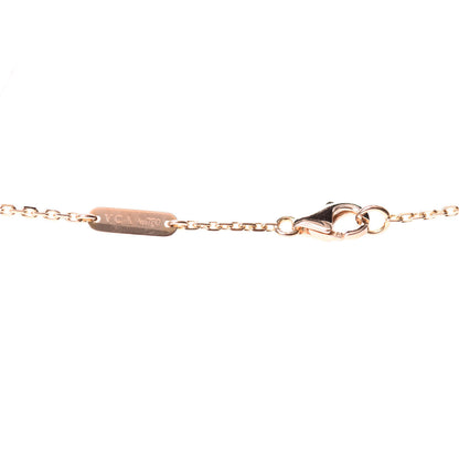 Van Cleef & Arpels 18K Rose Gold Diamond Pink Porcelain Vintage Alhambra Pendant Necklace 3 of 5