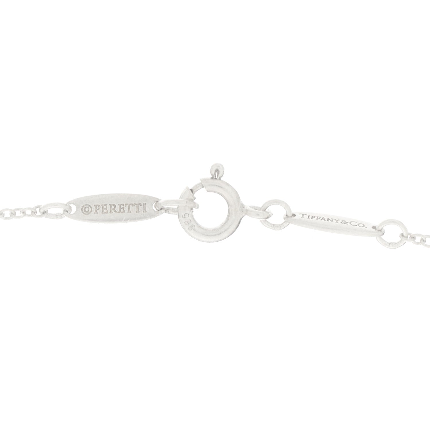 Tiffany Sterling Silver Diamond 16mm Elsa Peretti Open Heart Pendant Necklace 4 of 6