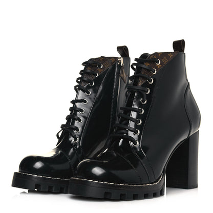 Louis Vuitton Patent Calfskin Monogram Star Trail Ankle Boots 41 Black 3 of 6