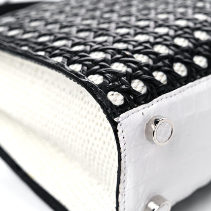 Nancy Gonzalez Crocodile Woven Top Handle Bag White Black 11 of 14