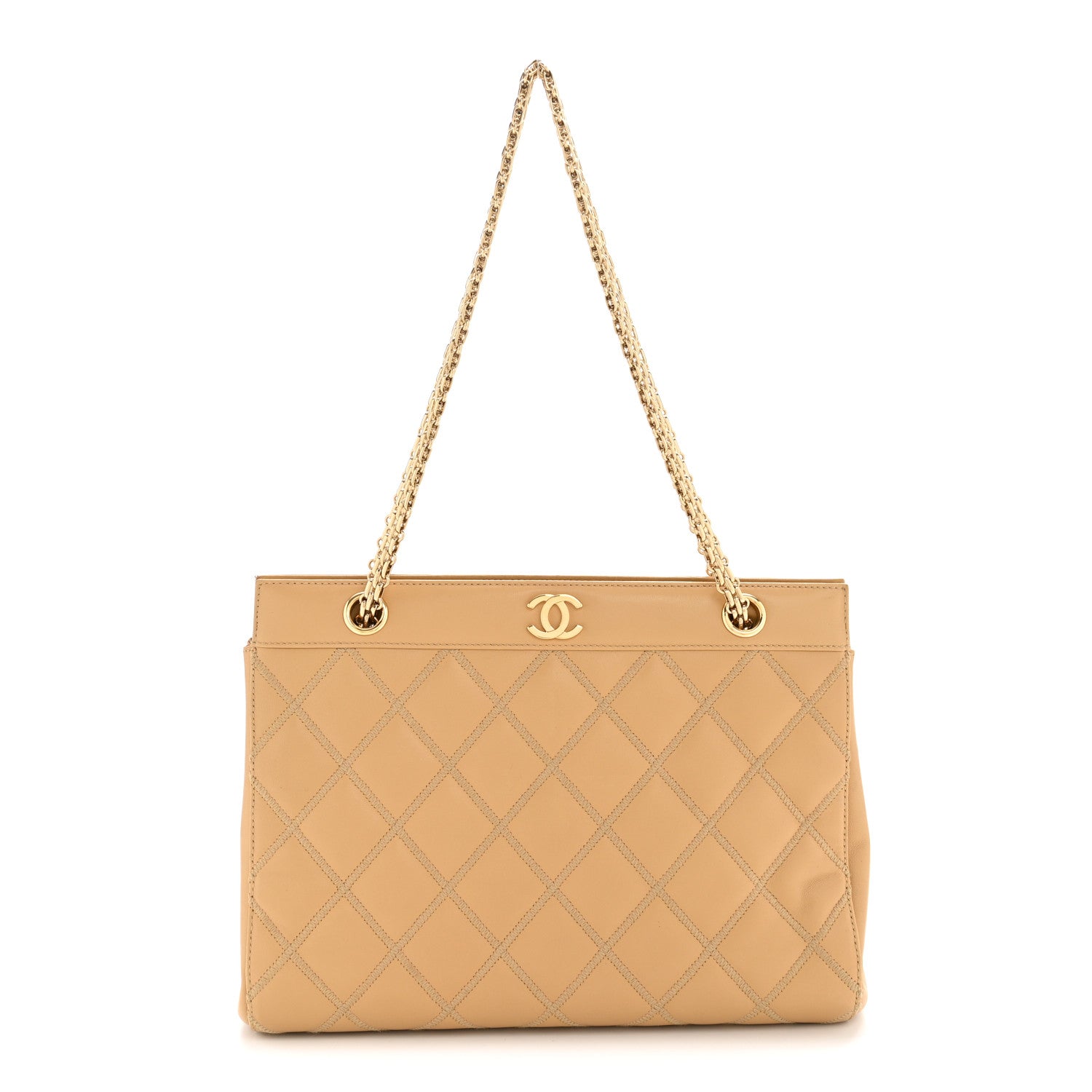 Chanel Lambskin Quilted CC Shoulder Bag Beige 1 of 14
