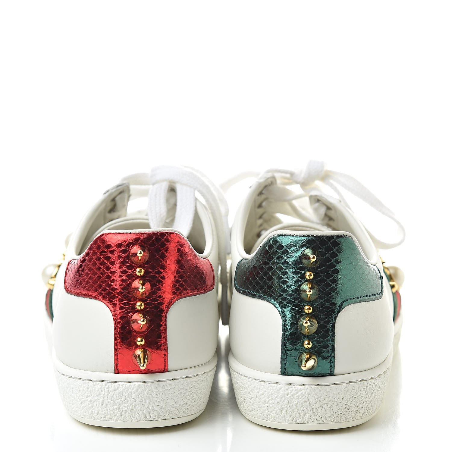 Gucci Calfskin Web Pearl Studded Womens Ace Sneakers 35 White 7 of 14