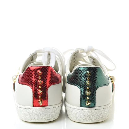 Gucci Calfskin Web Pearl Studded Womens Ace Sneakers 35 White 7 of 14