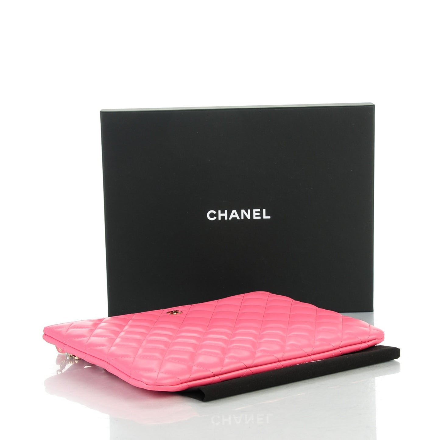 Lambskin Quilted Medium Casino Beauty CC Cosmetic Case Fuchsia