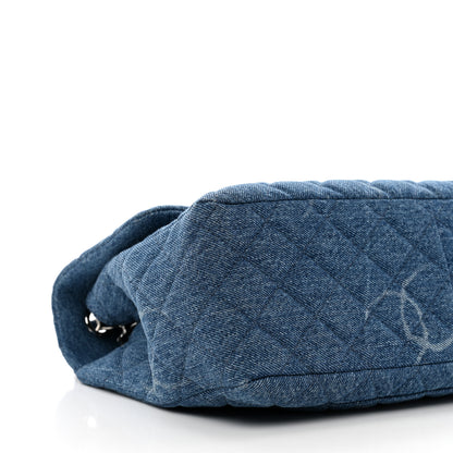 Chanel Denim Quilted CC Print Jumbo Single Flap Blue 9 of 10