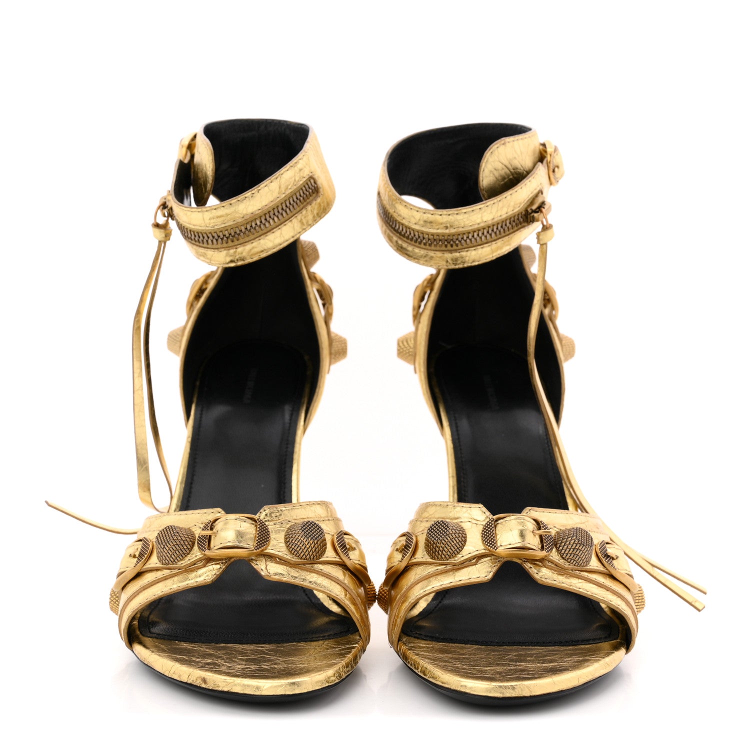 Balenciaga Metallic Agneau Arena Cagole 110mm Sandals 38 Silver 40 Gold 3 of 13