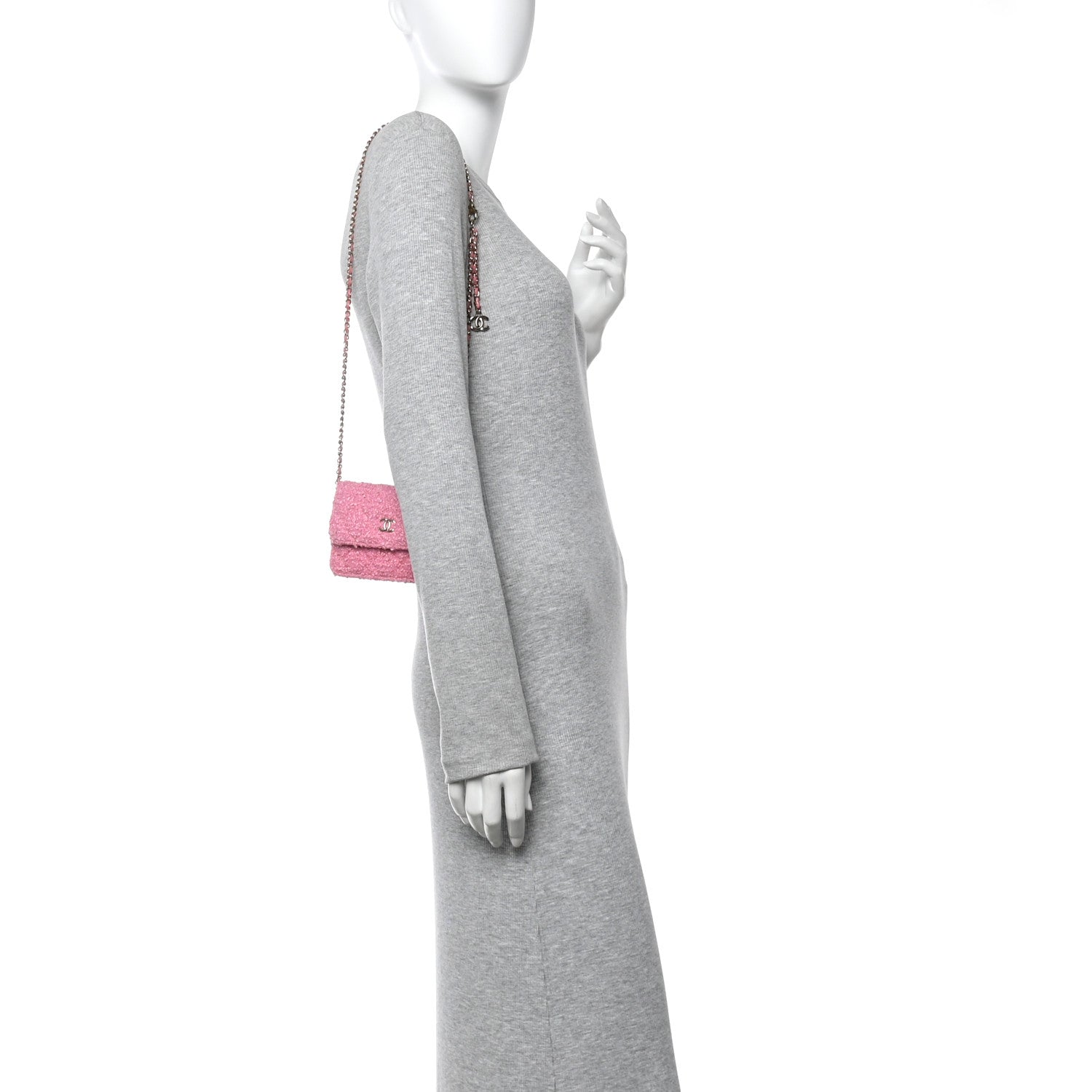 Chanel Tweed Quilted Flap Chain Waist Bag Pink 2 of 11