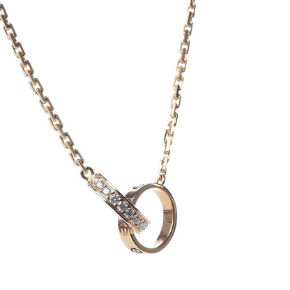 Cartier 18K Pink Gold Diamond Interlocking LOVE Necklace 4 of 6