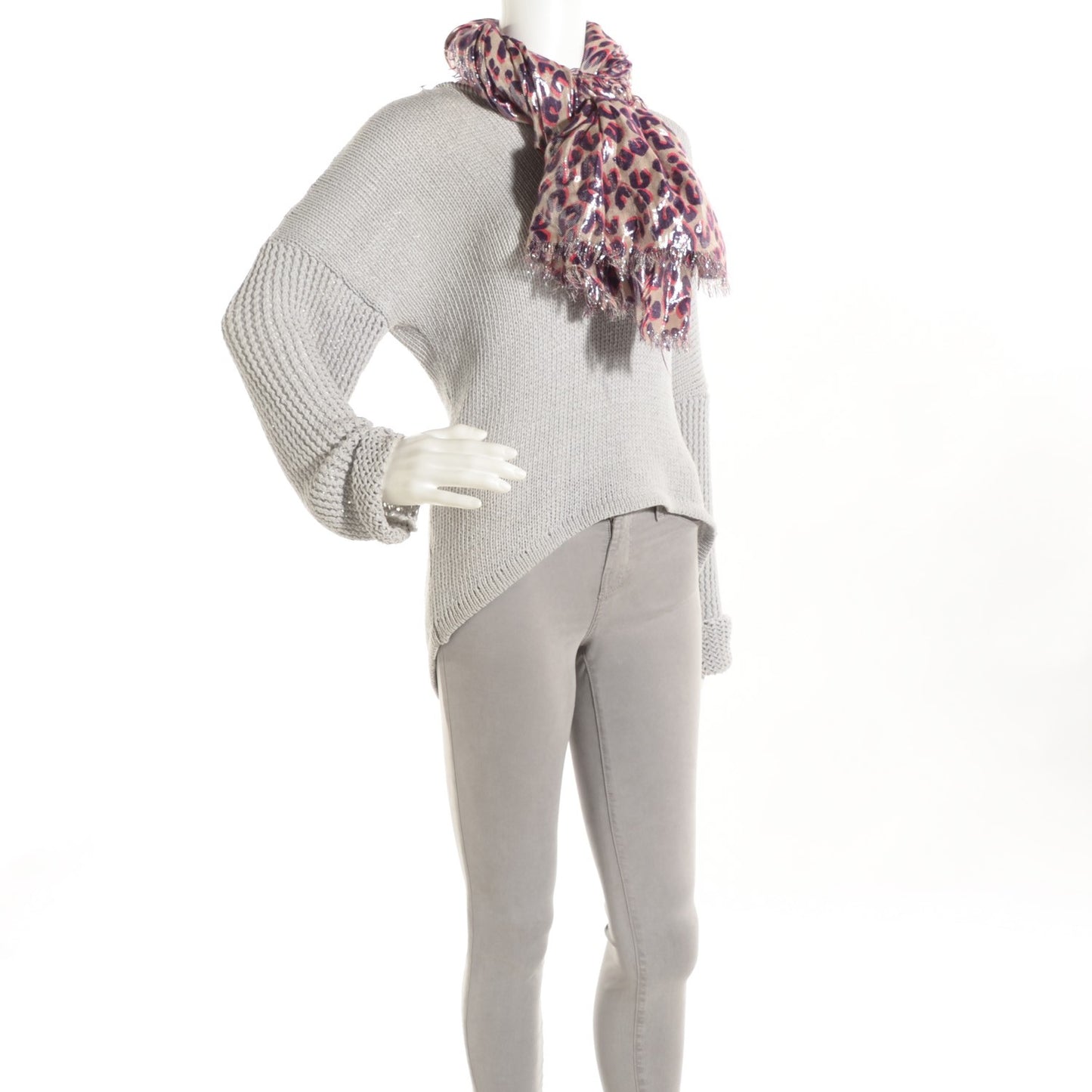 Cashmere Silk Leopard Disco Etole Stole