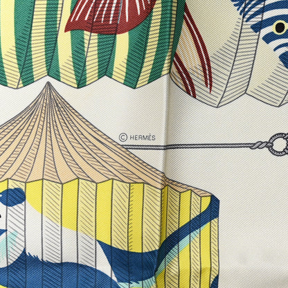 Hermes Silk Lanternes Ballons et Cocardes Scarf 90 Orange Creme Vert 4 of 6
