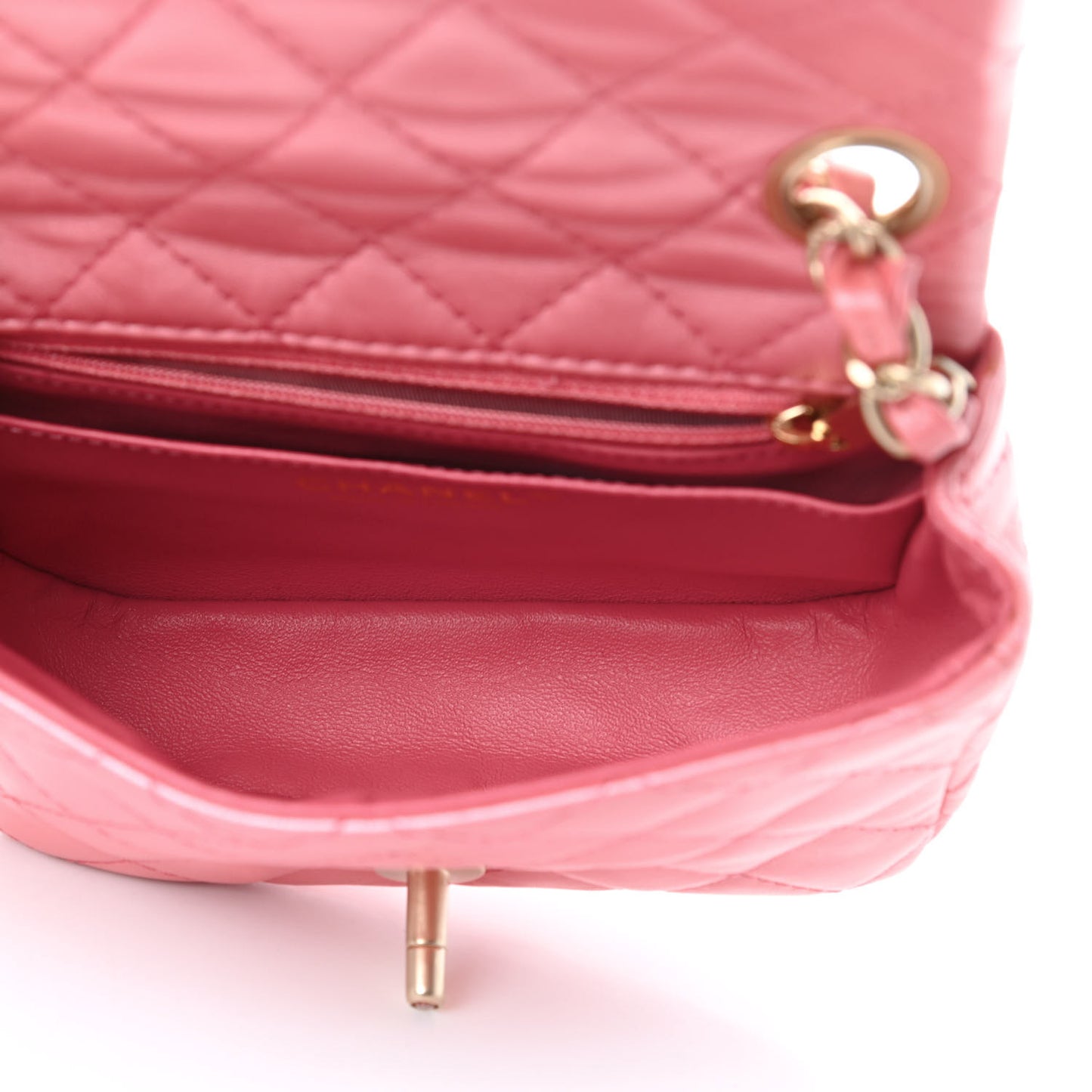 Iridescent Lambskin Quilted Precious Jewel Mini Square Flap Pink