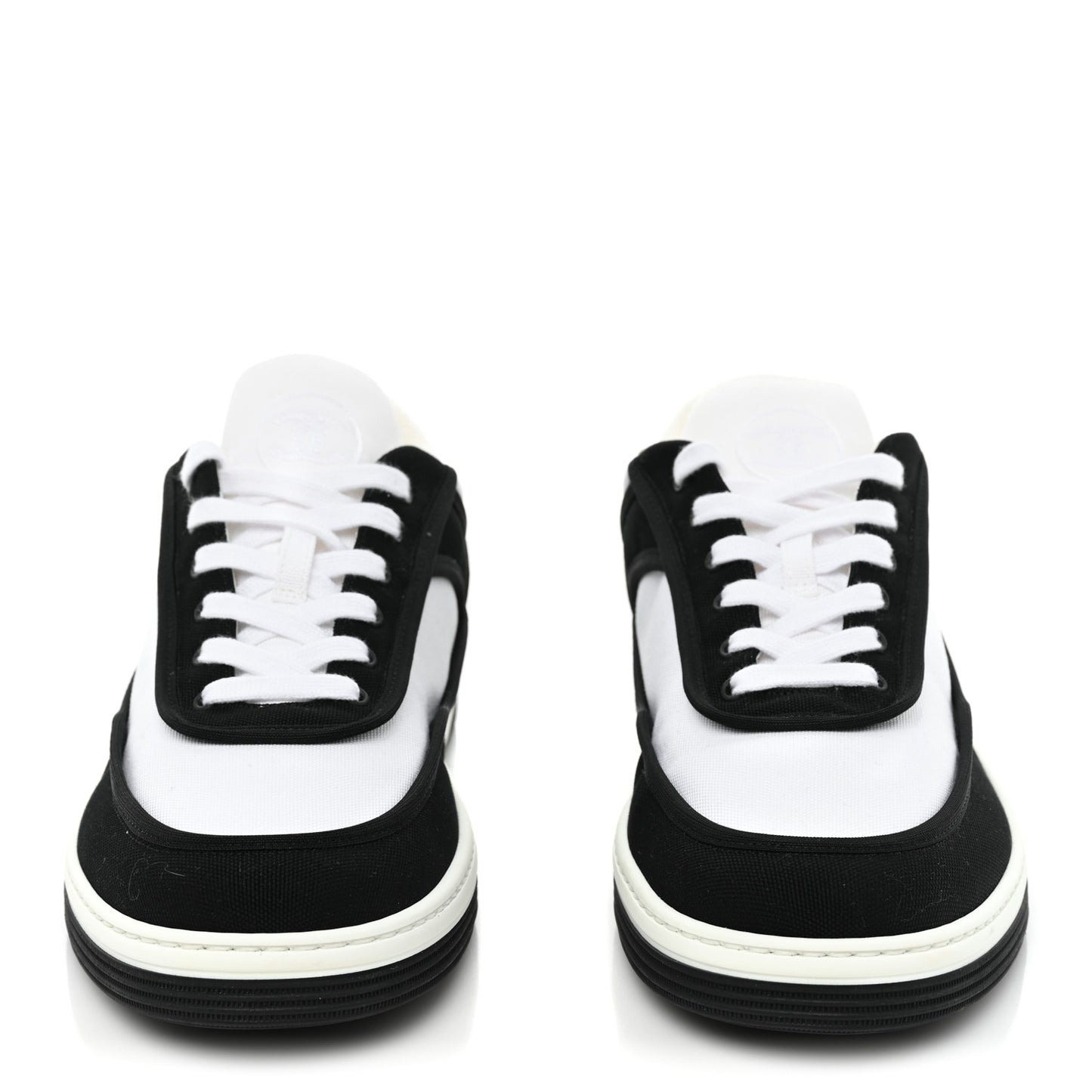 Fabric Womens Logo Sneakers 40.5 Black White