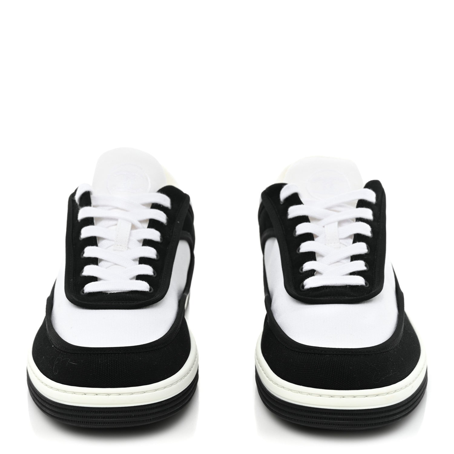 Chanel Fabric Womens Logo Sneakers 40.5 Black White 2 of 10