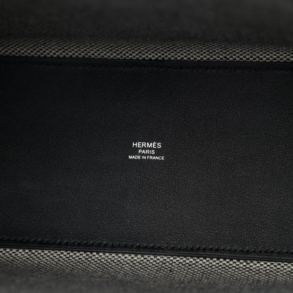Hermes Swift H Canvas Cabas H En Biais 27 Black Ecru 7 of 8