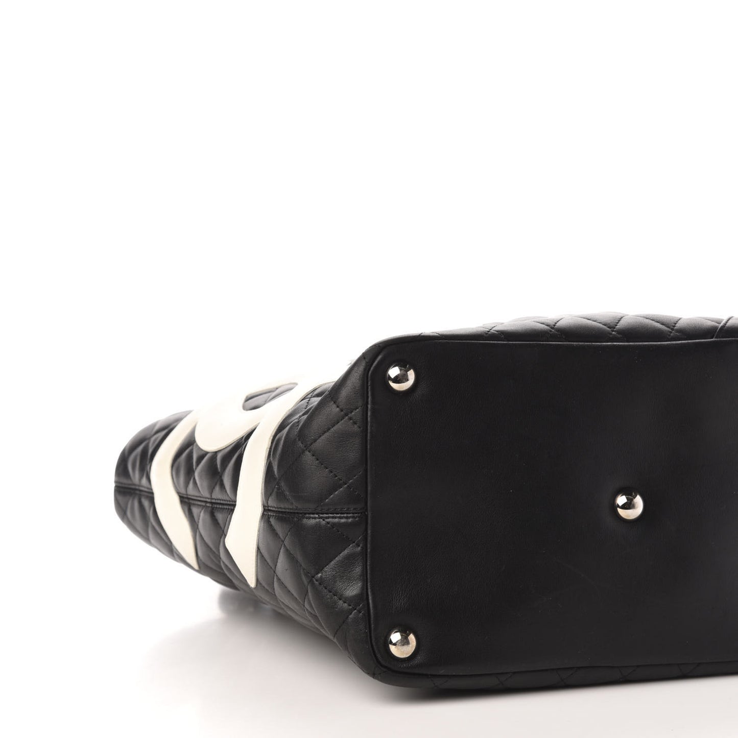 Calfskin Quilted Large Cambon Tote Black White