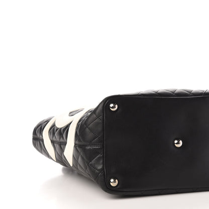 Chanel Calfskin Quilted Large Cambon Tote Black White 8 of 10