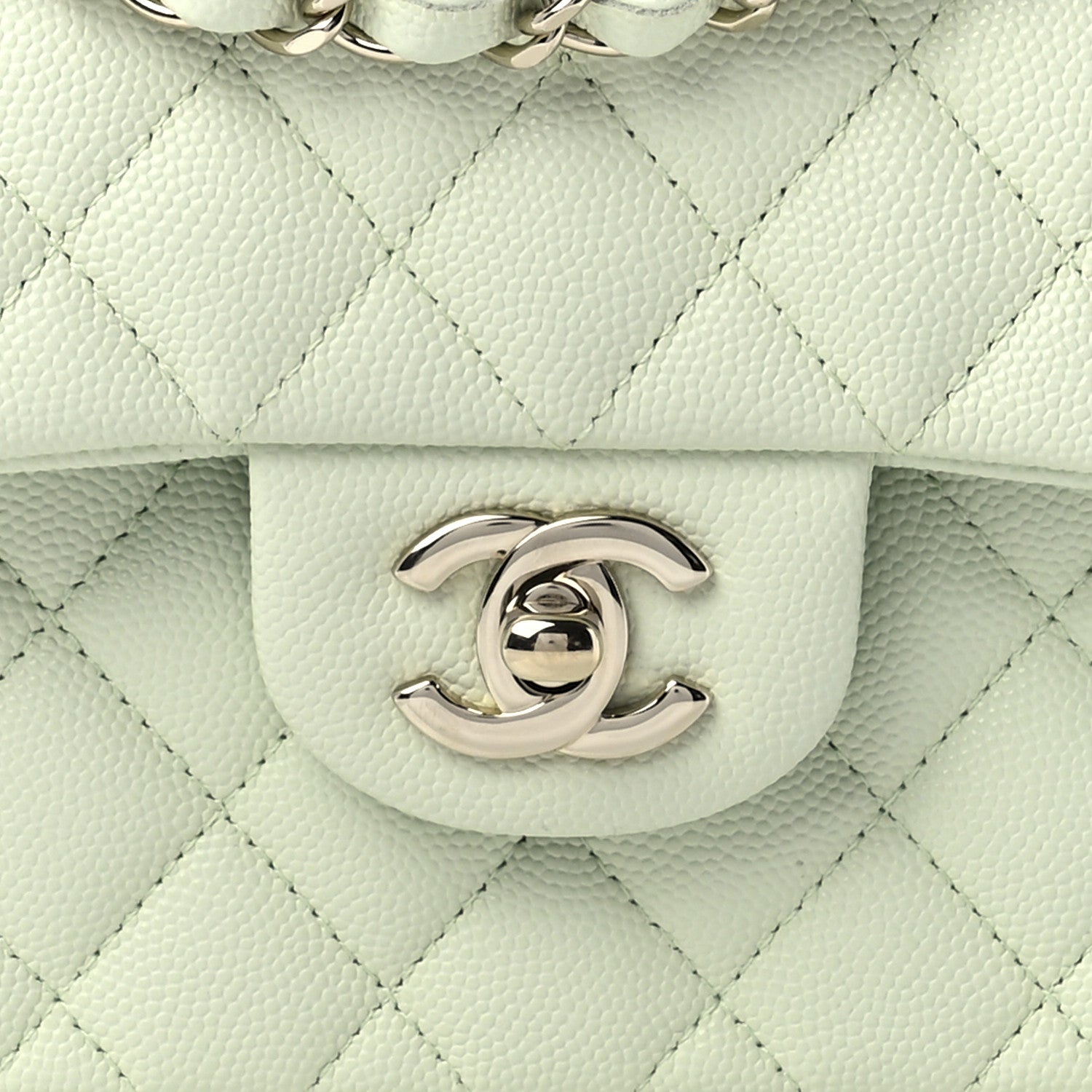 Chanel Caviar Quilted Small Double Flap Light Green 9 of 13