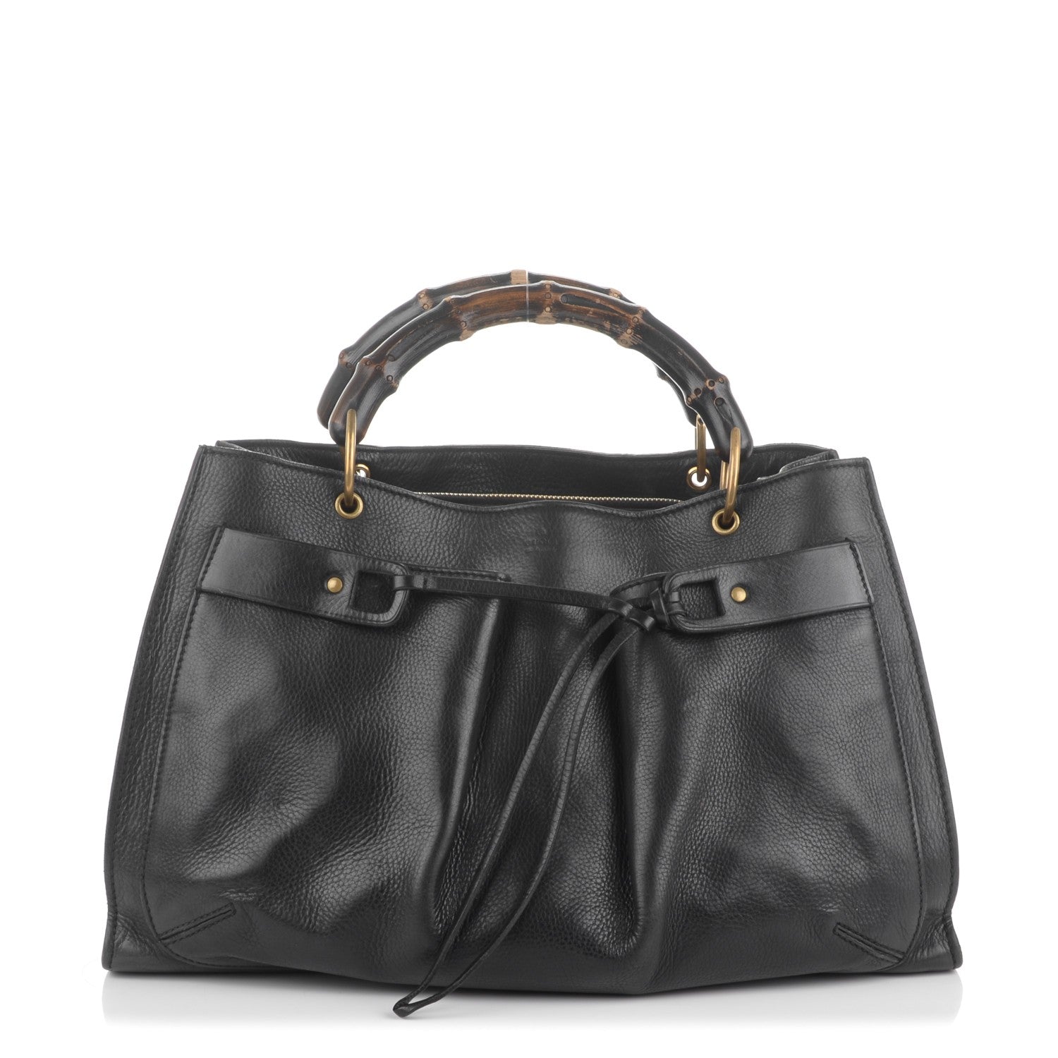 Gucci Calfskin Bamboo Handle Tote Black 1 of 7