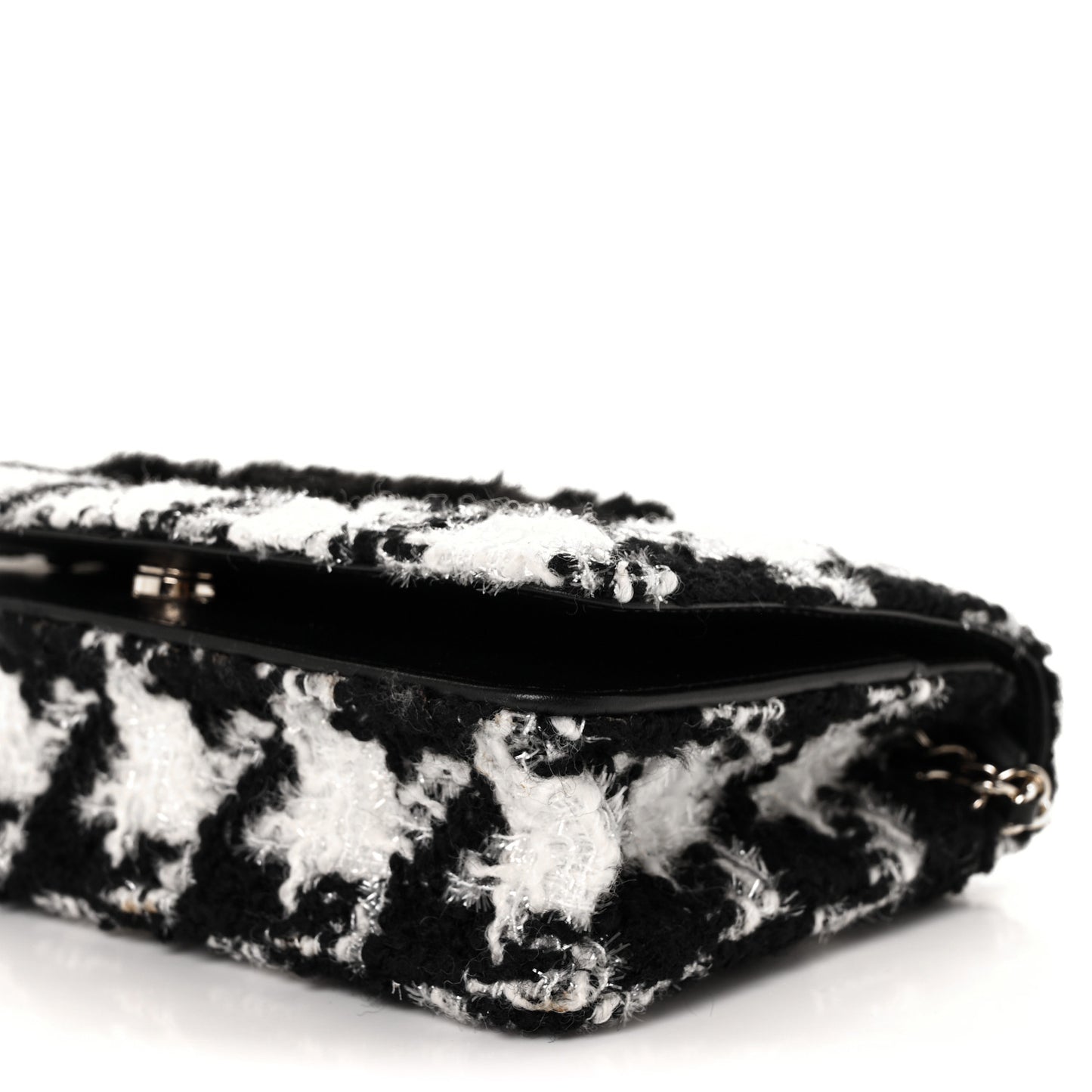 Tweed Shearling Quilted Chanel Wallet On Chain WOC and Coin Purse White Black
