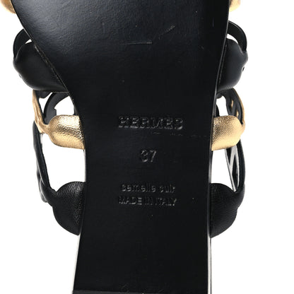 Hermes Nappa Thalassa Sandals 37 Black Doré 8 of 9
