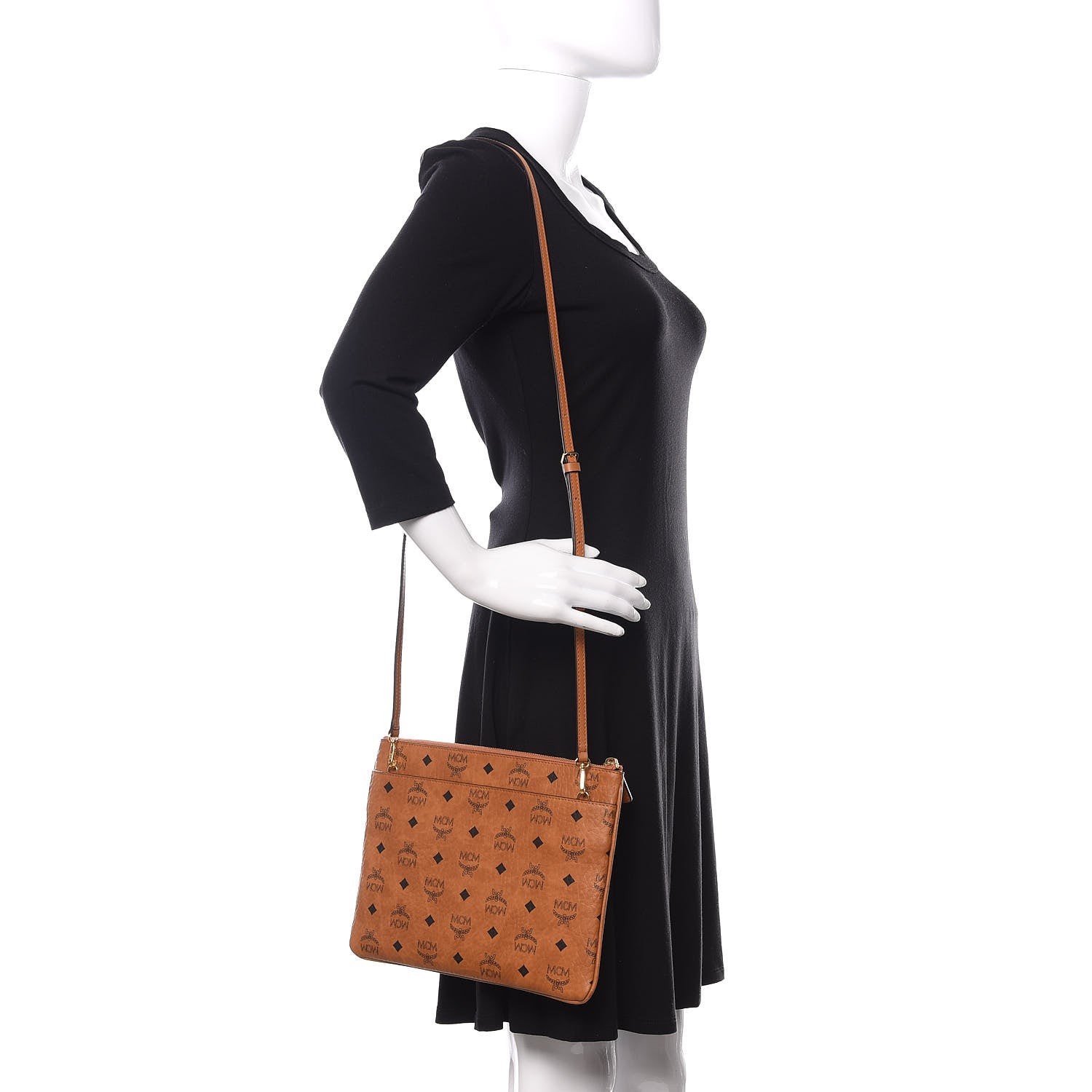 MCM Visetos Medium Crossbody Pouch Cognac 2 of 10