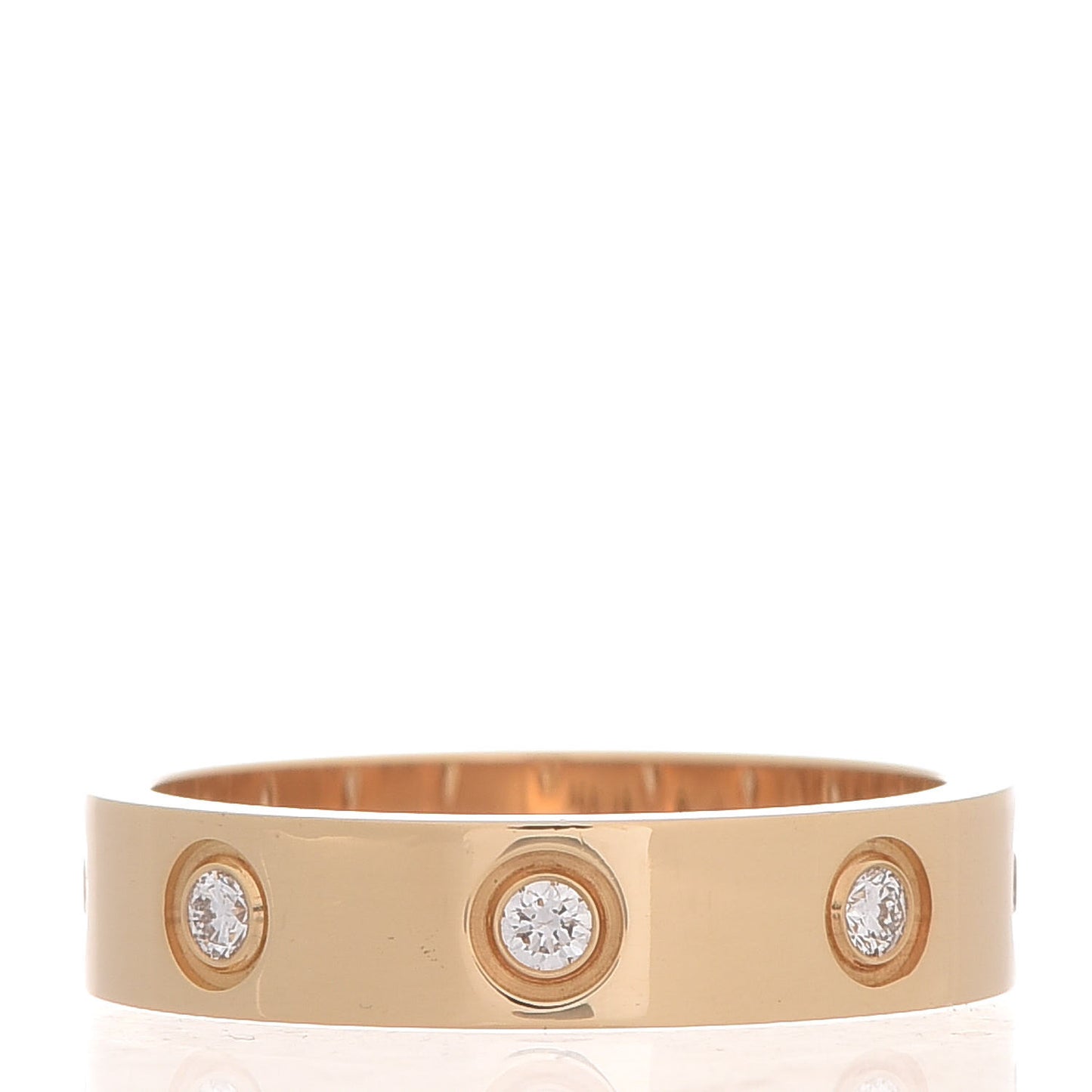 18K Yellow Gold 8 Diamond 4mm Band LOVE Ring 48 4.5