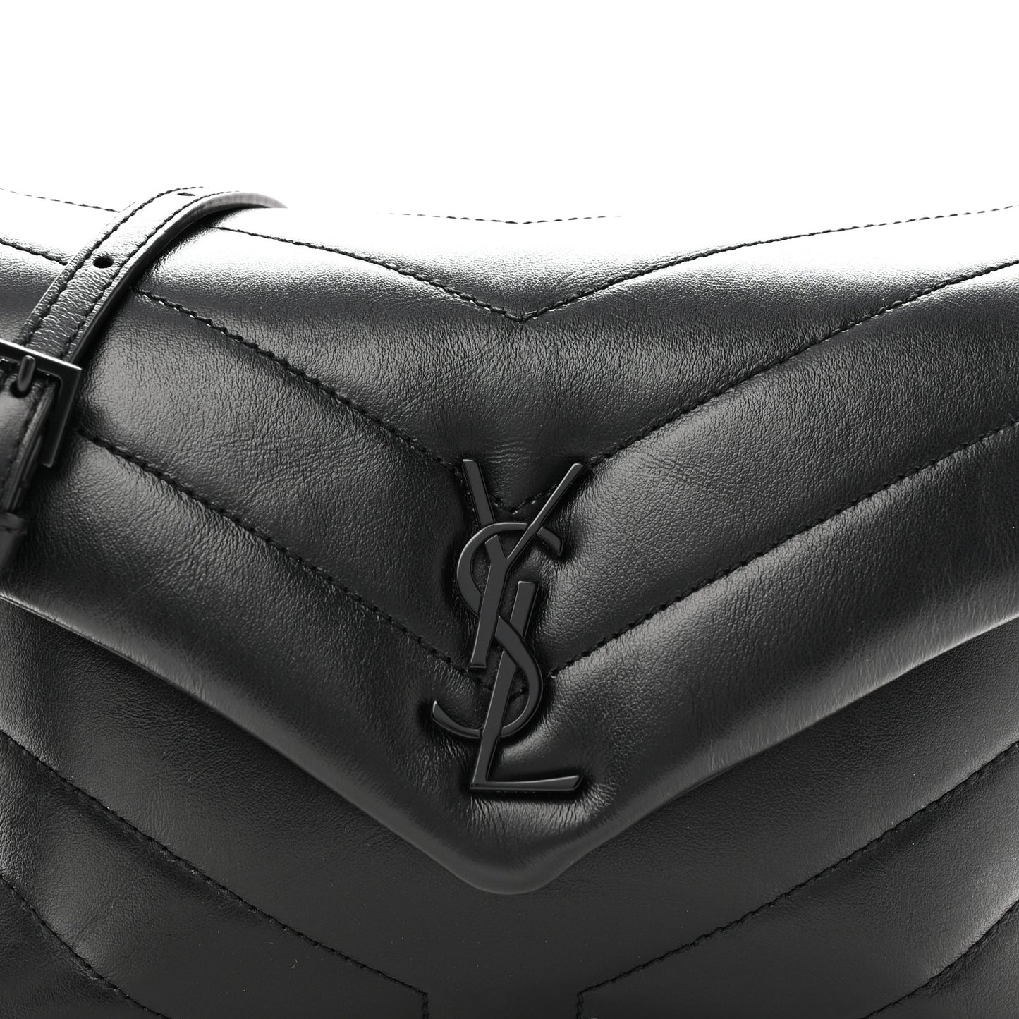 Calfskin Y Quilted Monogram Monochrome Toy Loulou Crossbody Bag Black Black