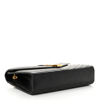Saint Laurent Grain De Poudre Matelasse Chevron Medium Monogram Satchel Black 4 of 12