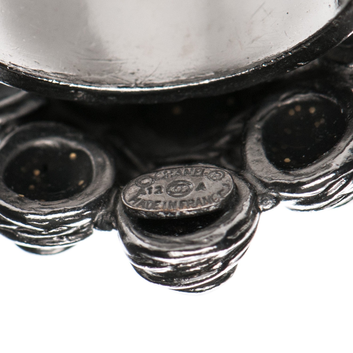 Chanel Ruthenium Studded CC Ring 7 5 of 5