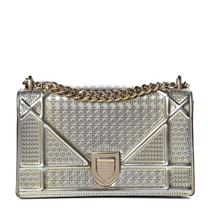 Christian Dior Metallic Patent Micro-Cannage Mini Diorama Flap Bag Gold 1 of 12