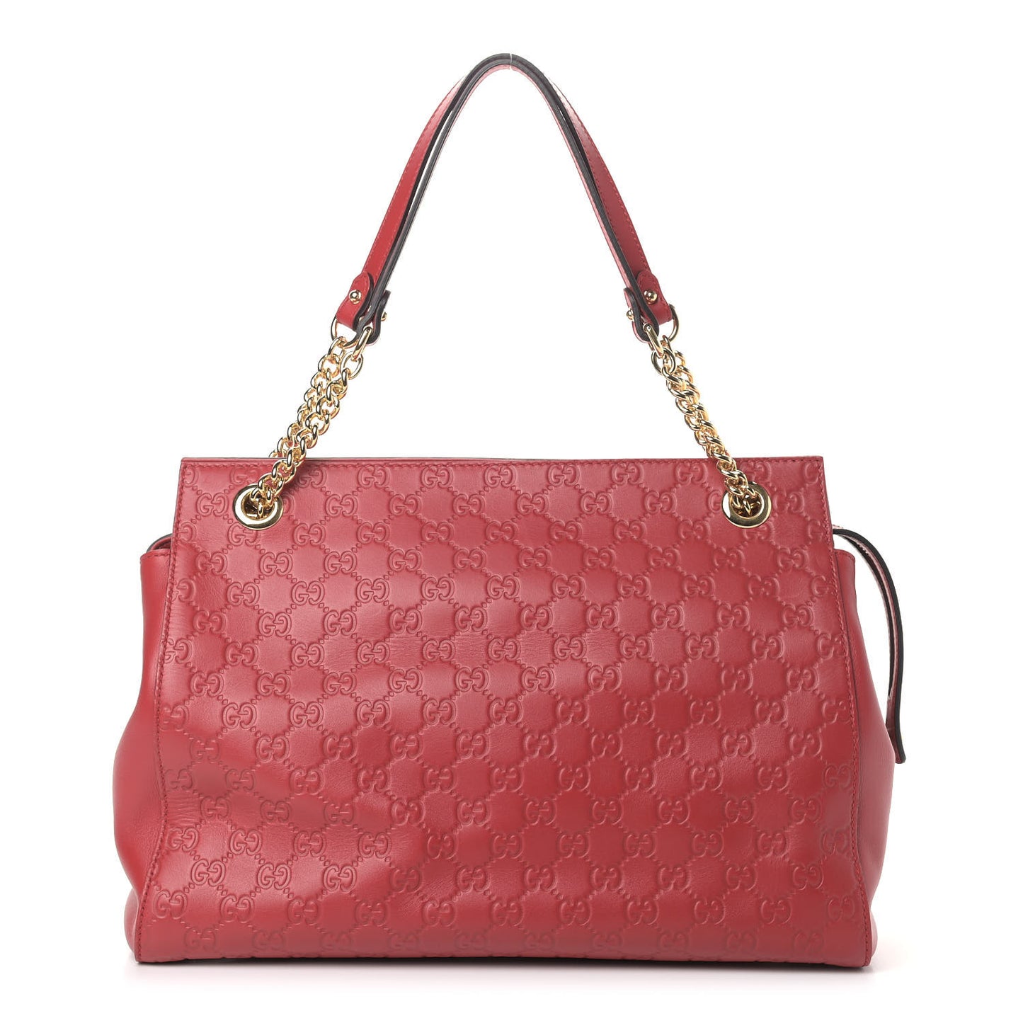 Soft Guccissima Signature Large Shoulder Tote Bag Hibiscus Red