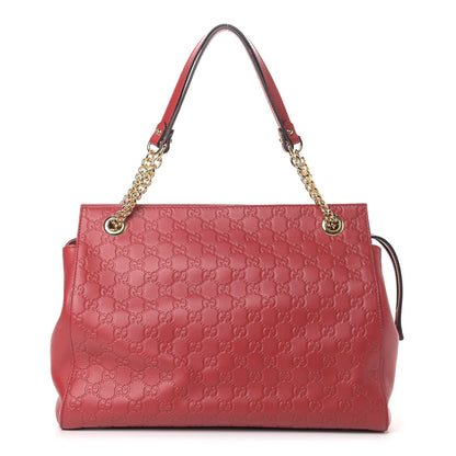 Gucci Soft Guccissima Signature Large Shoulder Tote Bag Hibiscus Red 1 of 9