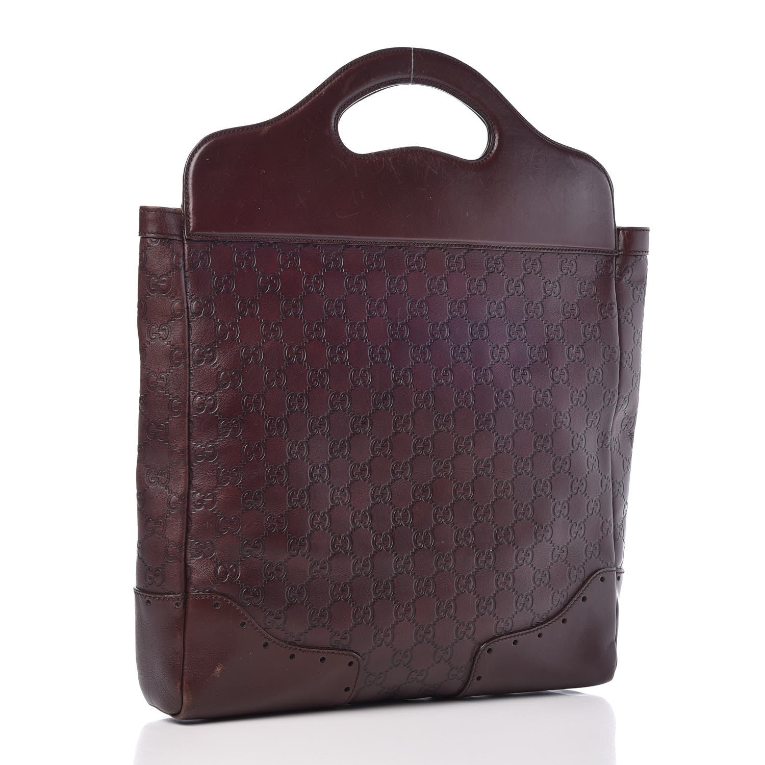 Gucci Guccissima Large Punch Top Handle Tote Dark Brown 3 of 15