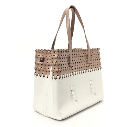 Alaia Calfskin Laser Cut Tote Nude White 3 of 11